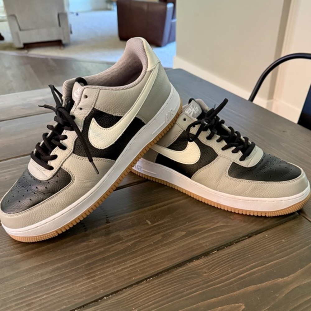 Nike Air Force 1 Black and Gray with Gum Bottom